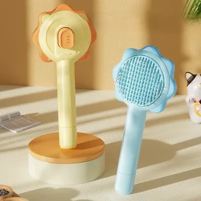 ペット用ブラシ｜痛くない・ヒーリングブラシ・ワンプッシュ式 マッサージ・丸洗い可能・ペットの皮を傷つけない