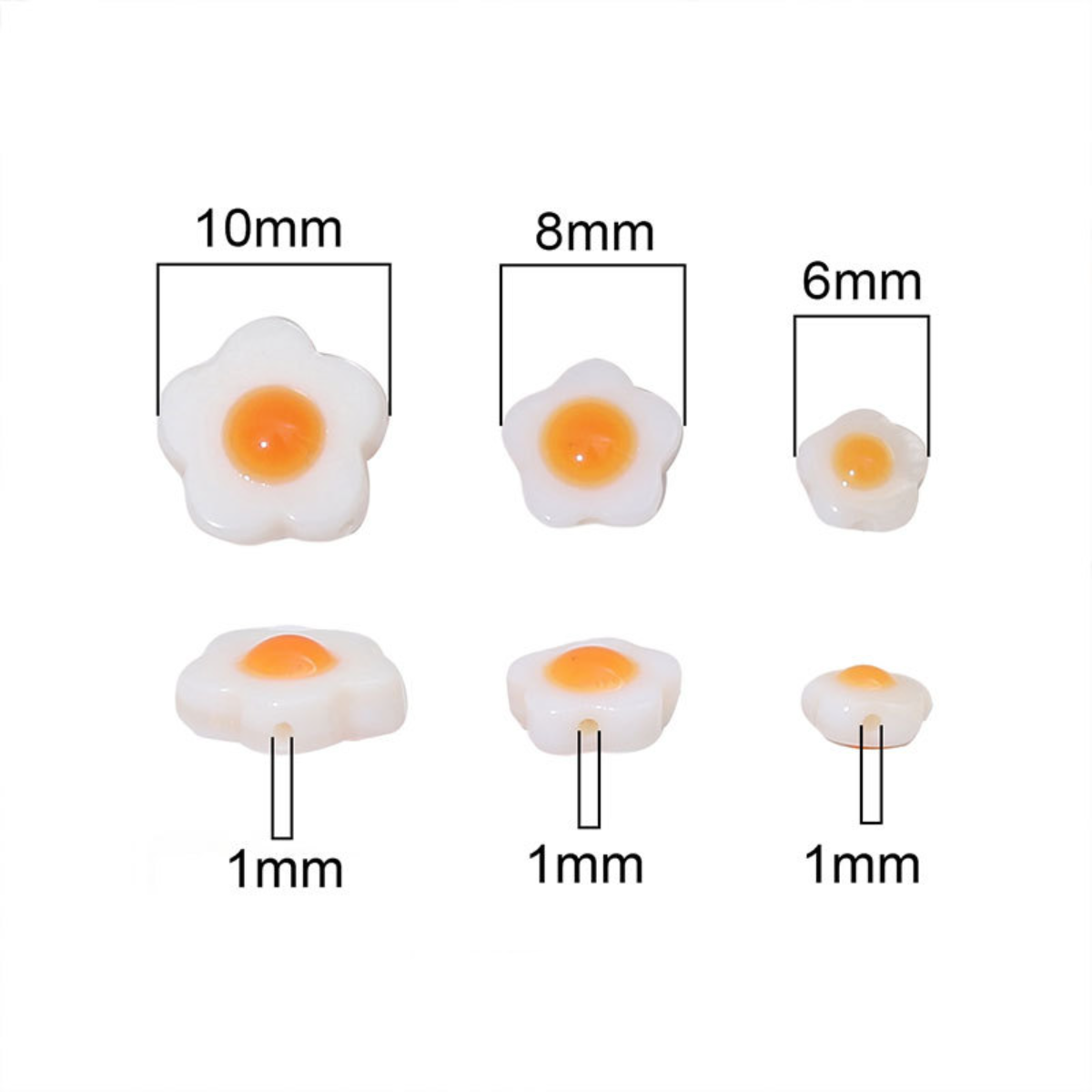 シェル製花モチーフビーズ｜【5点入】5弁の花・3サイズ・穴径約1ｍｍ・片面/両面・ハンドメイド・デコパーツ|undefined