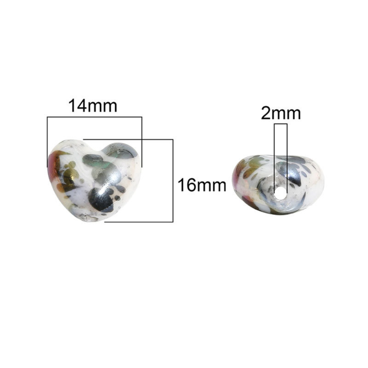 陶器ハート型ビーズ｜ぼかし・2サイズ・穴径2ｍｍ・ハンドメイド・デコパーツ|undefined