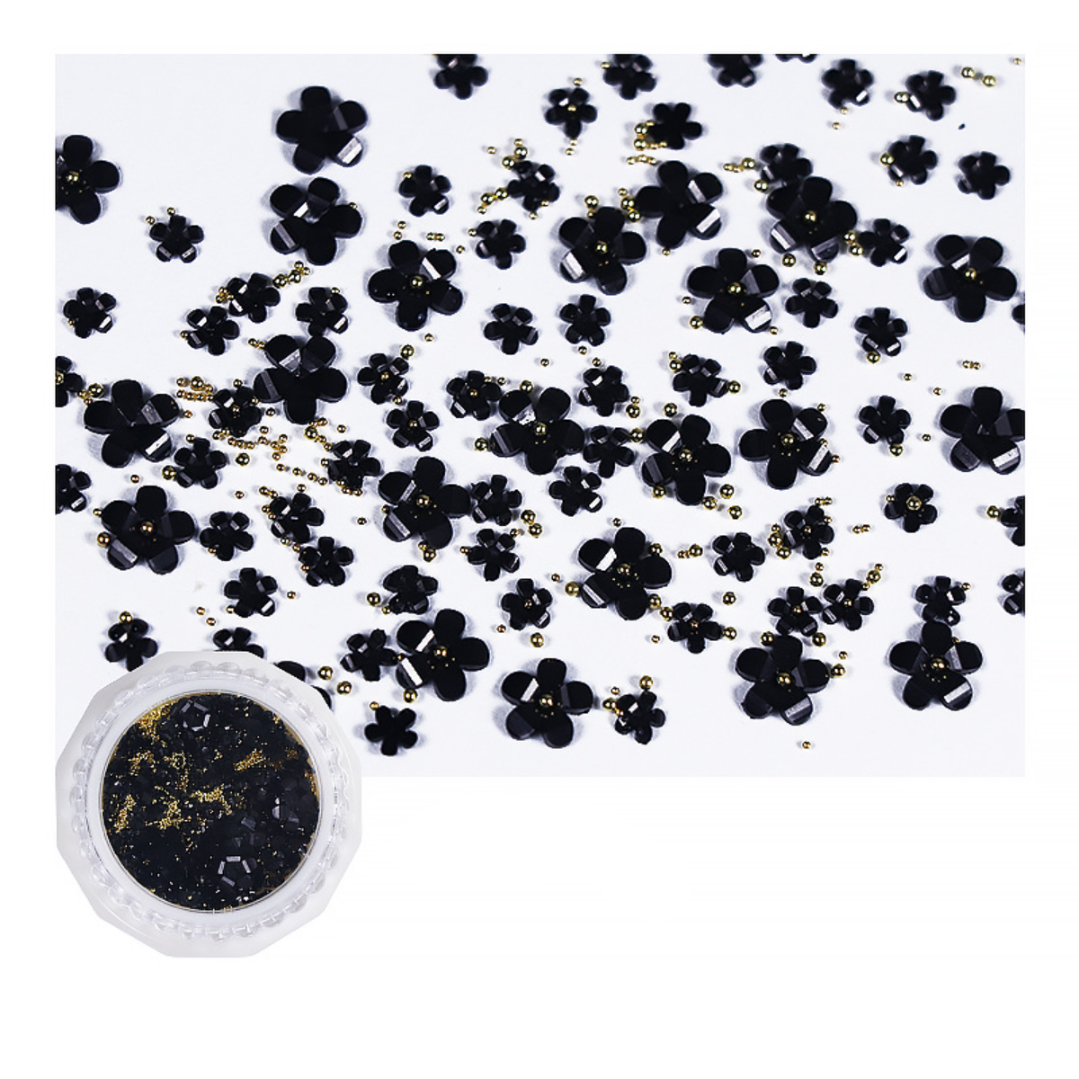 【約100個】ネイルパーツ｜花・500個・アクセサリー・ネイルチップ用品・ネイルアート・可愛い・ネイルアート・ピンク・白黒|undefined