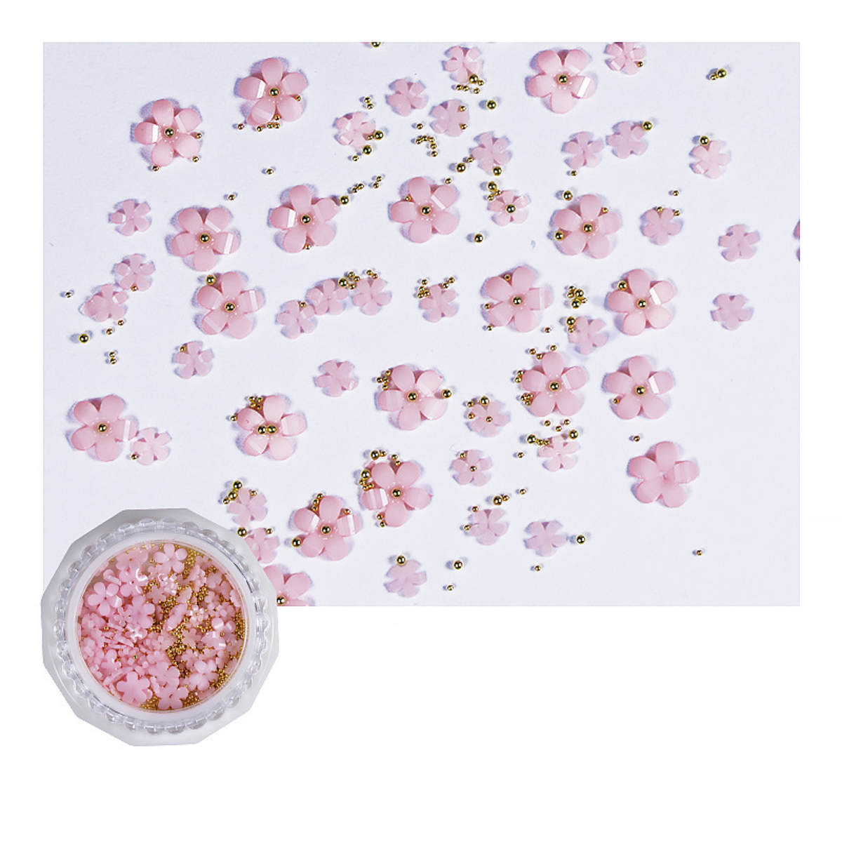 【約100個】ネイルパーツ｜花・500個・アクセサリー・ネイルチップ用品・ネイルアート・可愛い・ネイルアート・ピンク・白黒|undefined