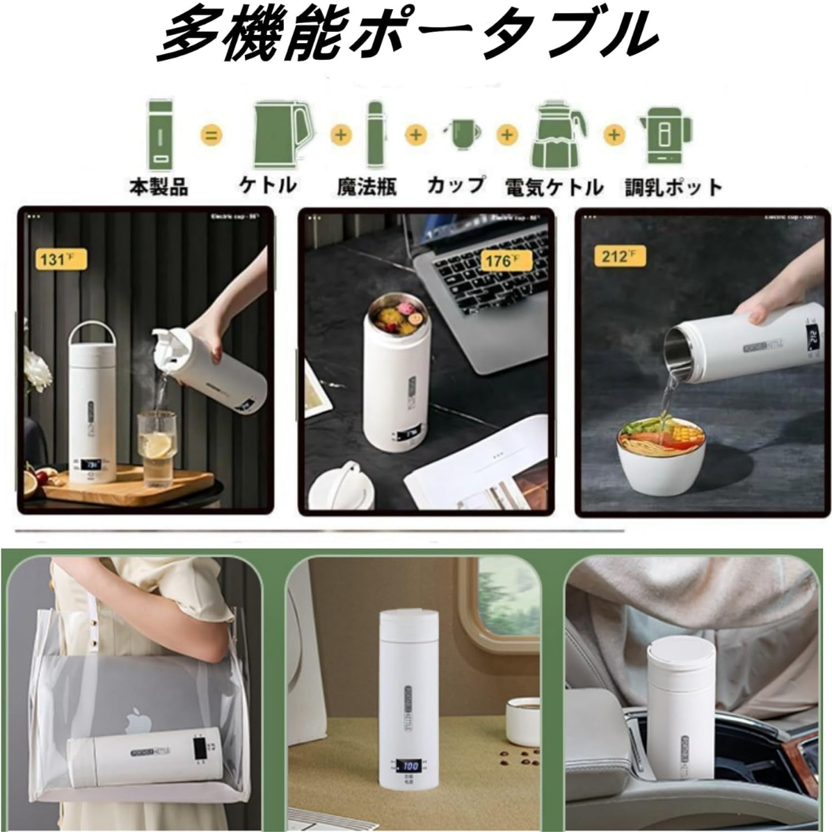 電気ケトル｜小型・携帯用・電気ポット・500ml・携帯湯沸かし器・110V・旅行用・電気水筒・304/316ステンレス製・自動OFF・急速沸か|undefined