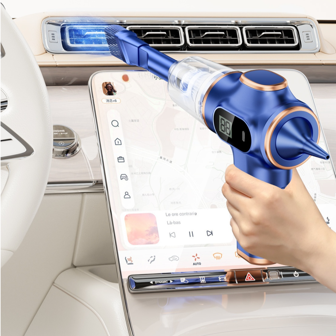 ハンドヘルド車内掃除機｜カー用品・掃除用品・コードレス車用掃除機・USB充電式・携帯に便利・電量を表示できる|undefined