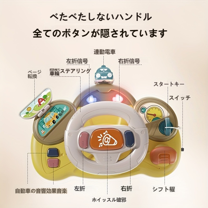 【多機能パズル】ステアリングホイールおもちゃ｜子供向け・副操縦士体験・サウンド効果付き・ソフト照明・マジックテープ付き|undefined