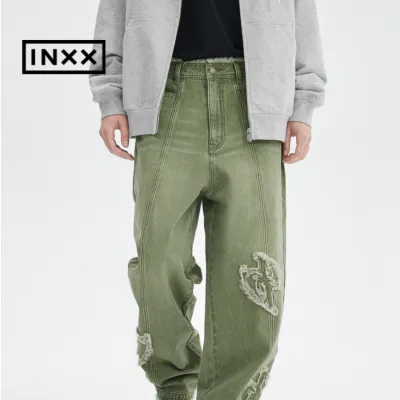 【INXX】Standbyスタンバイ・レトロウォッシュ加工・男女兼用・フリンジデザイン・ゆったり・ロングパンツ
