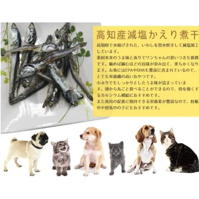 犬猫おやつ｜無添加・高知県産減塩かえり煮干し100ｇ・日本製・ペットスタジオ