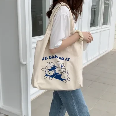 帆布バッグ｜大容量・カワイイ・学生向け・韓国風・キャラクター・シンプル・大人気