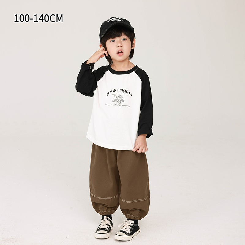 シャツ｜男の子用・春の長袖Tシャツ・子供服・純綿・コントラスト色・韓国風・カジュアル・ベーシック|undefined