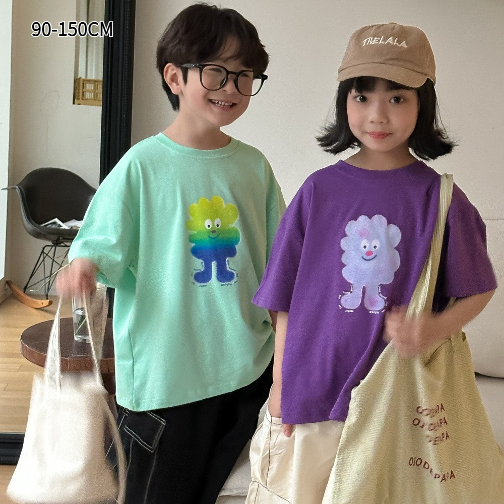 Tシャツ｜2024年春モデル・男女兼用・韓国風・カートゥーンプリント・半袖・子供用・丸首・ゆったり・短袖|undefined