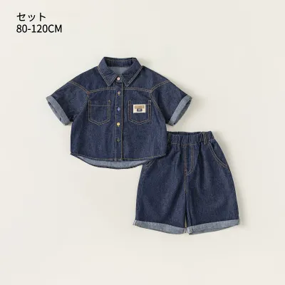 夏季セット｜子供服・韓国風・男の子・デニムシャツ・半ズボン・夏服・2点セット