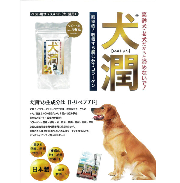 犬猫用サプリ｜犬潤・1ｇ×5本（2.5kgの小型犬約20日分）・5袋セットスティックタイプ コラーゲン・トリペプチド |undefined