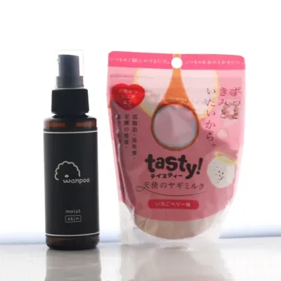 ワンプー 犬用モイストスプレー｜ 100ml×tasty天使のヤギミルク いちごベリー味 80g  モイストスキン スキンケア デイリーケア ノンアルコール 