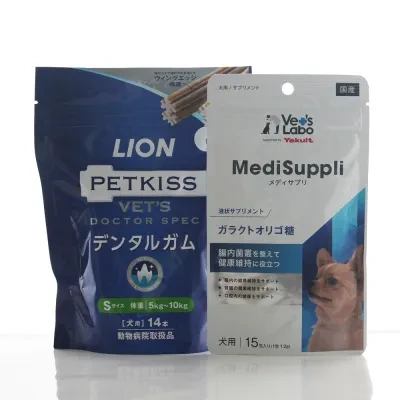 ペットスタジオ 犬用サプリ ｜メディサプリガラクトオリゴ糖(1.2g×15包)×  ベッツドクタースペックデンタルガム S 14本　Vet's Labo 液状サプリメント