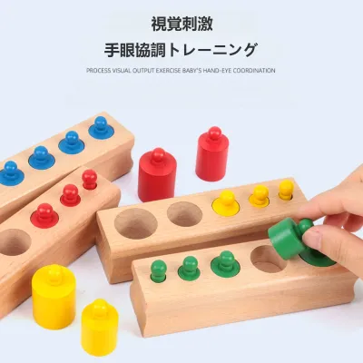 『知育おもちゃ』円柱差しおもちゃ｜遊んでいるうちに、大きさの違いや色の認識、自然の感覚、配色などが理解できる