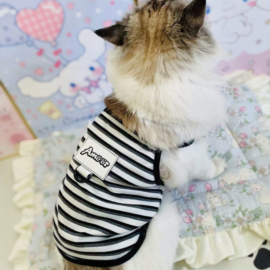 ペット用ベスト｜猫服・犬猫用・春夏・ボーダー柄・リード可能|undefined