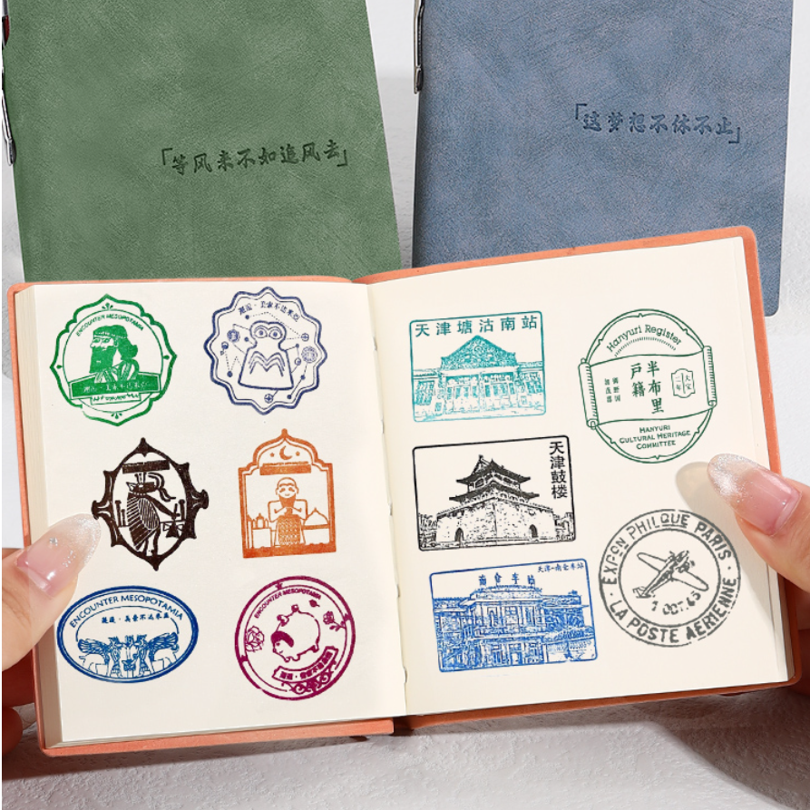 旅行用スタンプ帳｜高級感・携帯用・ポケットサイズ・新デザイン・観光地・空白集・博物館・四角形・A7|undefined