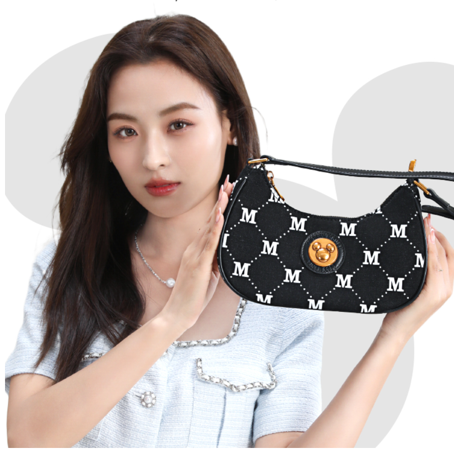 「MESUCA&Disney」バッグ｜ミッキー装飾・モノグラム・黒いデザイン・ゴールド金具・エレガント・ミニバッグ・デザイン性・高級感・ディズニー正規品|undefined