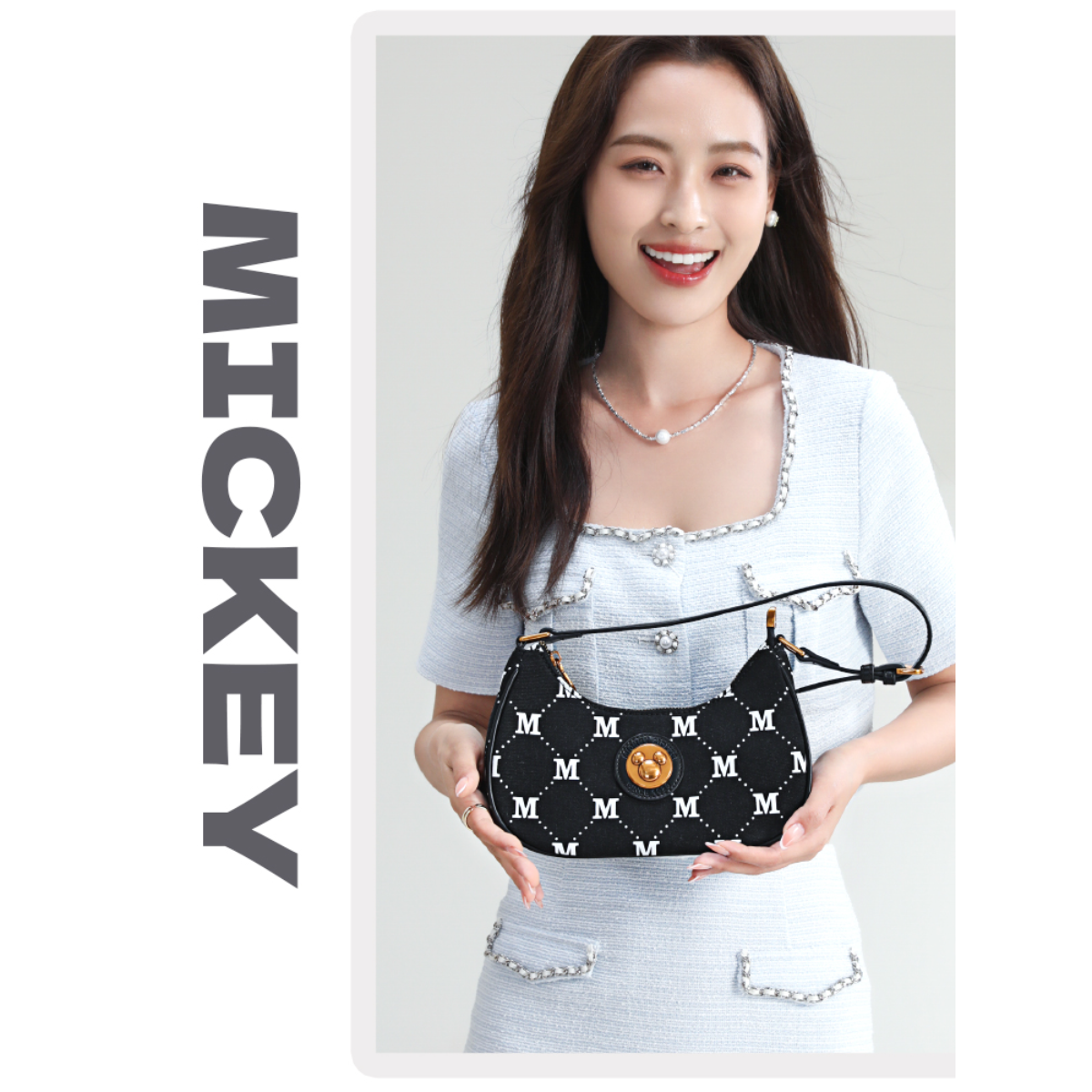 「MESUCA&Disney」バッグ｜ミッキー装飾・モノグラム・黒いデザイン・ゴールド金具・エレガント・ミニバッグ・デザイン性・高級感・ディズニー正規品|undefined