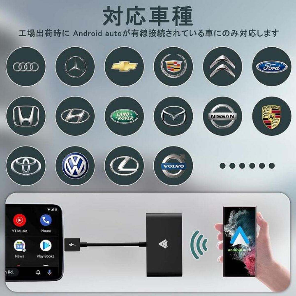 車用ワイヤレス｜Android OSスマホ用・ワイヤレス ・アダプタ・無線化・wireless・プラグ&プレイ・Bluetooth・便利・ナビゲーション |undefined