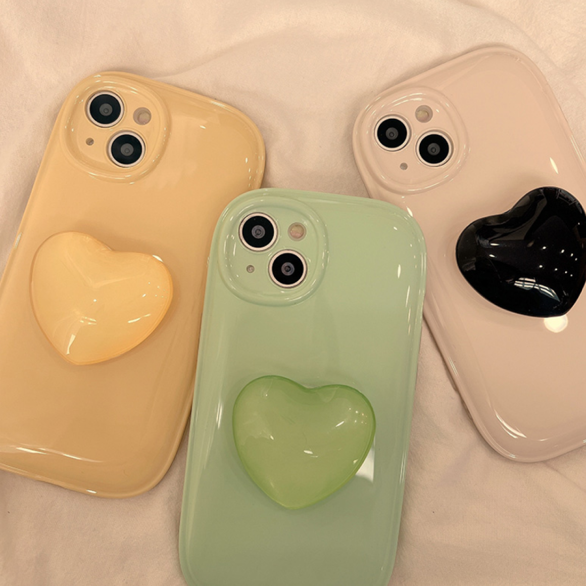 【インスタ風】ピュアカラーiPhone対応スマホケース｜ハート型スタンド付き|undefined