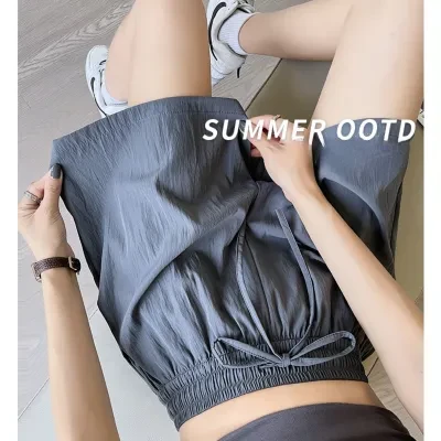 ショートパンツ｜冷感・夏用・薄手・ハイウエスト・リラックス・ワイドパンツ・五分丈・スリム・服