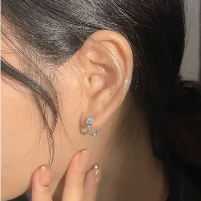 YOOYOOTOWN ピアス｜925純銀・シルバー・キューブ・ジオメトリック・イヤリング・イヤーアクセサリー・レトロ・アンティーク・ネット人気・