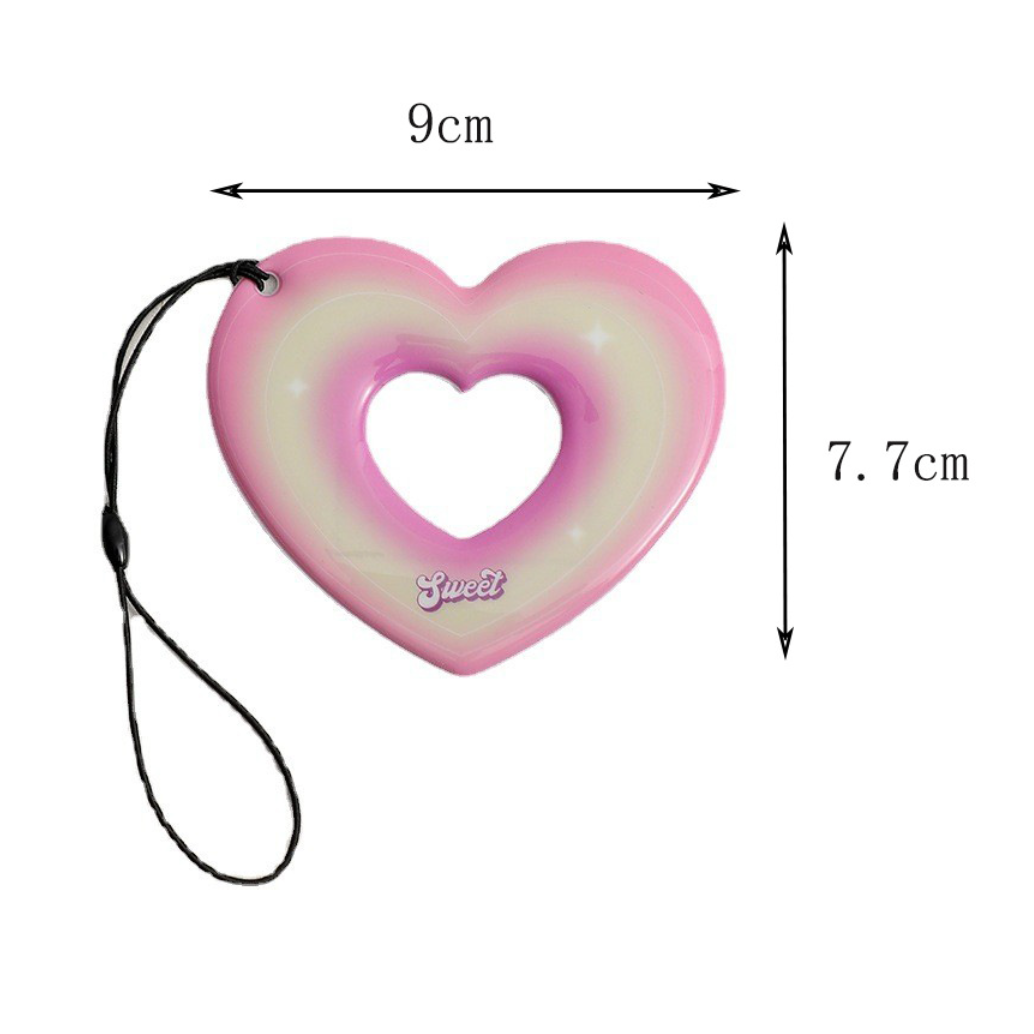 パスケース｜ハート型・グラデーションカラー・PPカードケース・2インチ写真収納・バッグチャーム・学生証・収納ポーチ|undefined