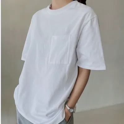 Tシャツ ｜無地Ｔシャツ・半袖・ショートスリーブ・女性用・ルーズ・薄手・おしゃれ・カジュアル・丸首・シンプル・カジュアル・万能アイテム・ロングタイプ