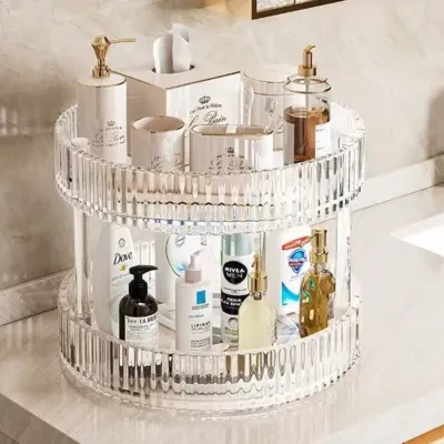 回転式収納ラック｜円形・キッチン・バスルーム収納・調味料・化粧品・透明・洗面台
