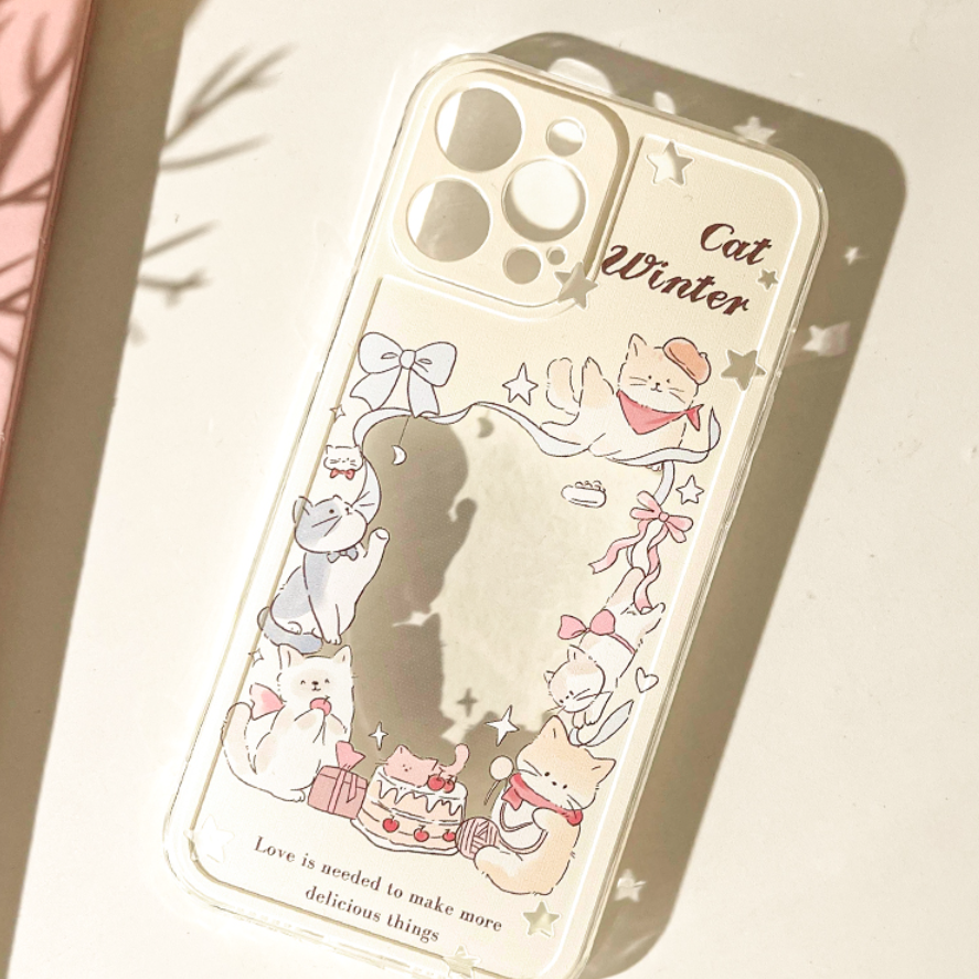 可愛い猫・iPhoneスマホケース｜カード入れ・iPhone対応・透明・シリコン・防落下・カップル向け・新作|undefined