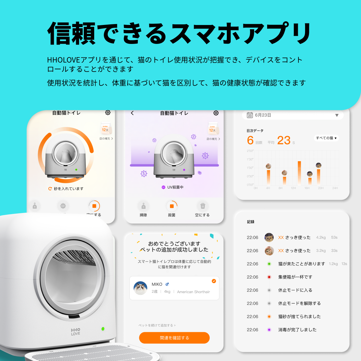 猫用自動掃除トイレPro｜自動・遠隔スマホ操作・IOS/Android対応・飛び散り防止・自動脱臭・取り外し可能・大容量・日本語説明書|undefined