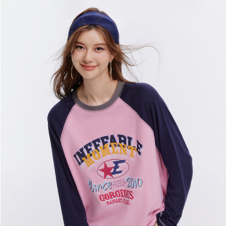 
EPTISON長袖Tシャツ・2024年秋新作・レトロ・アメリカン・カレッジスタイル・ラグランスリーブ・ゆったり・コットン・トップス|undefined