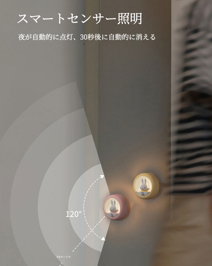 miffyセンサーライト｜ミッフィー・足元灯・常夜灯・かわいいウサギ・夜は家で活動するのが便利で、たんすを開けて物を探しても、水を飲んだり授乳したりしても！|undefined
