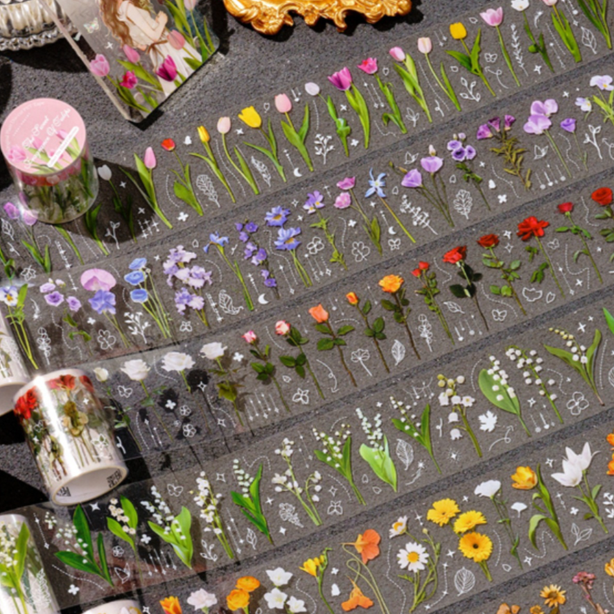 植物模切PETテープ｜DIY素材・花・草木・枝葉・チューリップ・バラ・スズラン・手帳・コレクション|undefined
