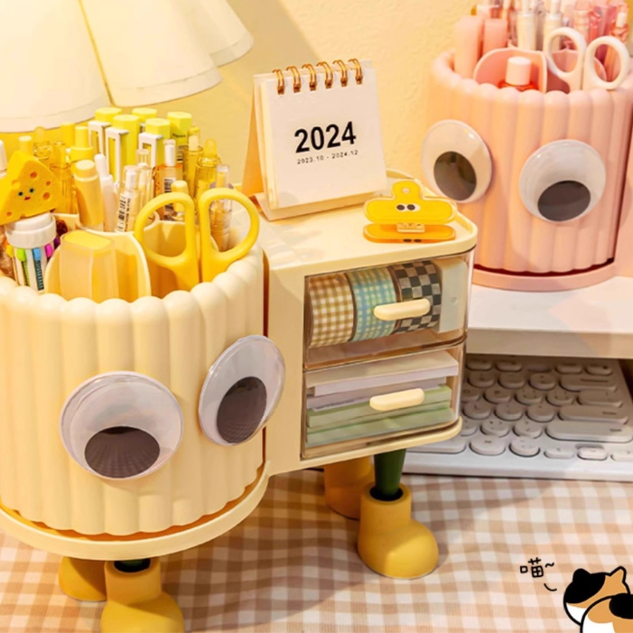 2in1多機能収納ボックス｜子供用・卓上収納・回転ペン立て・大容量・引き出し付き|undefined