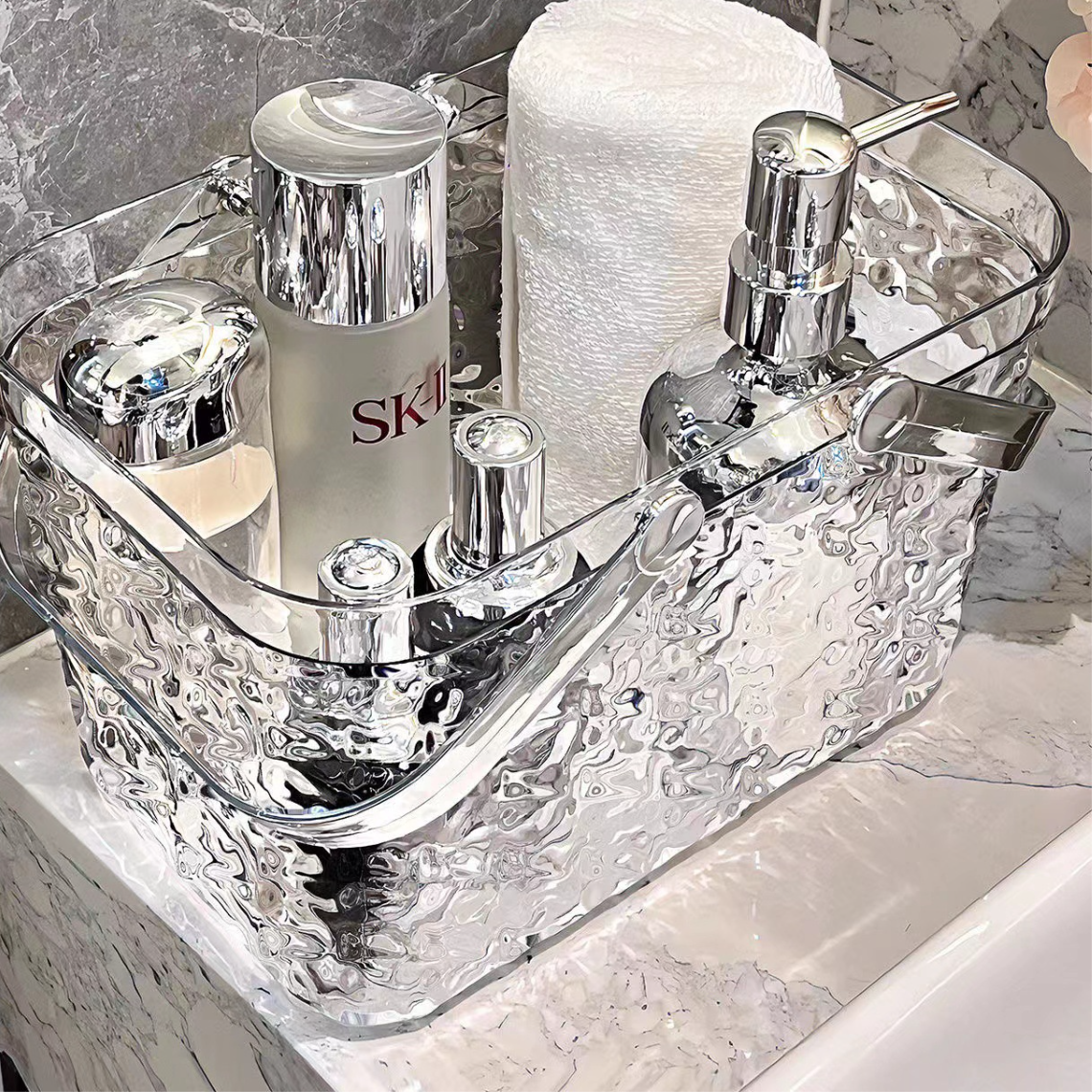 バス用手提げバスケット｜洗面用具収納・透明・浴室用・バス収納ボックス・シャワー用|undefined