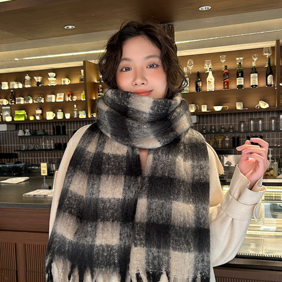 スカーフ｜チェック柄・雰囲気・カップル・秋冬・ロング・厚手・人気・ショール|undefined