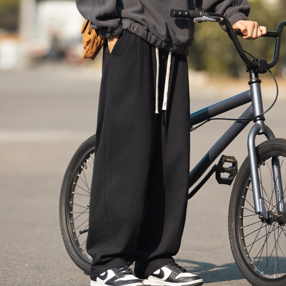 パンツ｜プリーツデザイン・裏起毛・秋用・ヴィンテージ風・ロング・ドレープ感・ゆったり・カジュアル|undefined