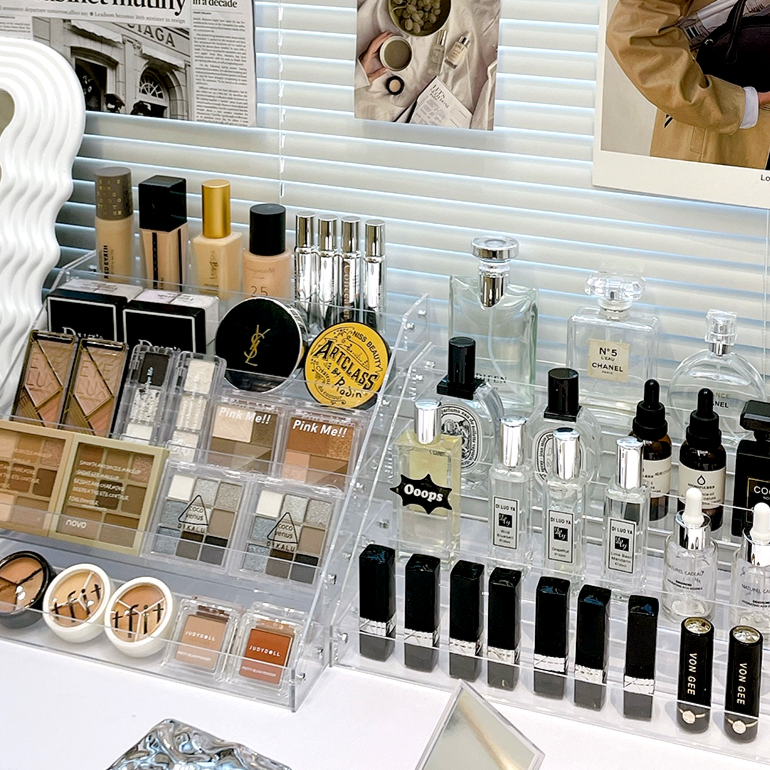 収納ボックス｜アクリル・透明・化粧品・スキンケア・階段型・化粧品ラック・デスク用|undefined