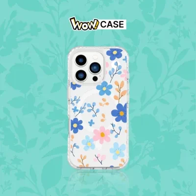 【WOWCASE世界初登場】オリジナル背面カバー着脱式スマホケスマホケース｜花のシリーズ・Magsafe対応・5m耐衝撃・衝撃吸収ストリップ搭載