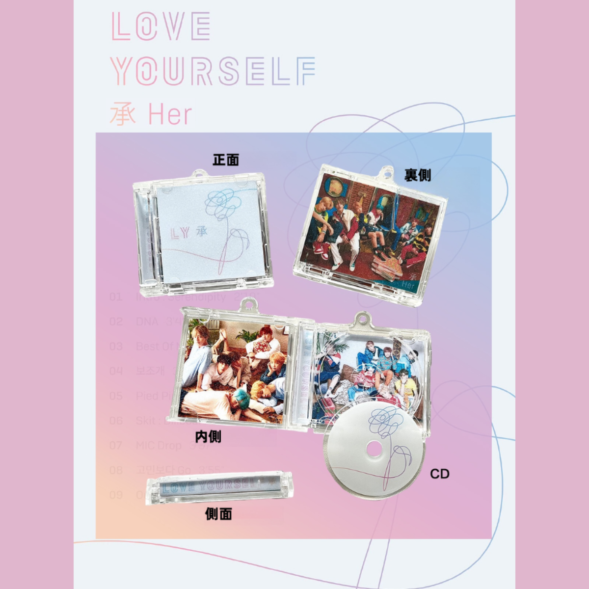 『LOVE YOURSELF』アルバム型のホルダー｜推し活・BTS・ミニCDキーホルダー・V・Jung Kook・ミニアルバム【ご注文前に紹介を確認】|undefined