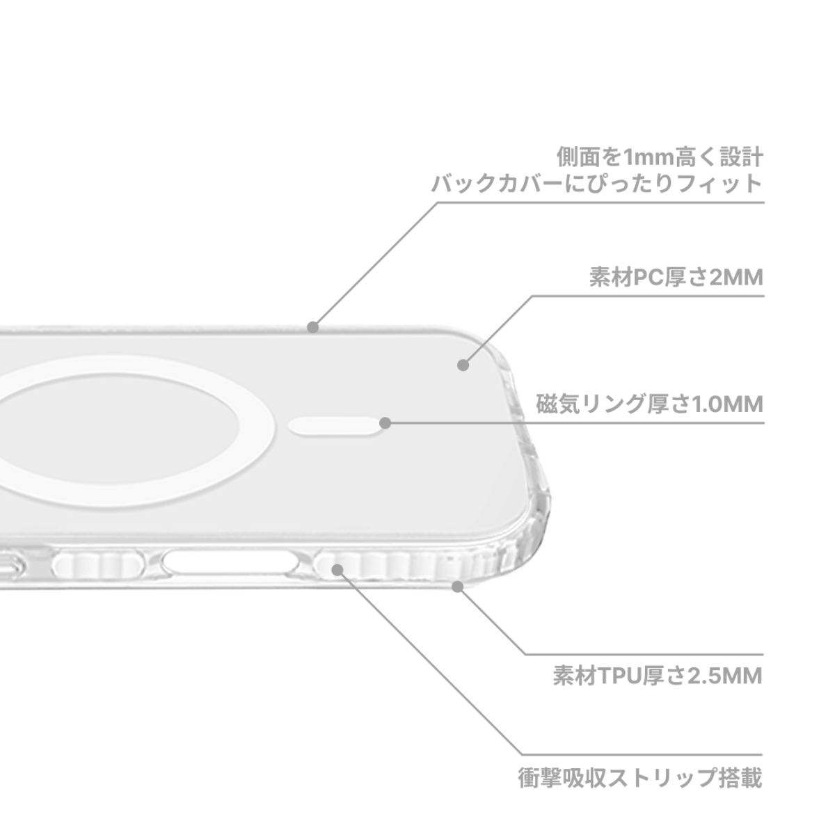 スマホベースケース｜背面カバー着脱式スマホケース・背面カバーなし・WOWCASE・MagSafe対応・5M落下保護・4.5レベル黄変防止|undefined