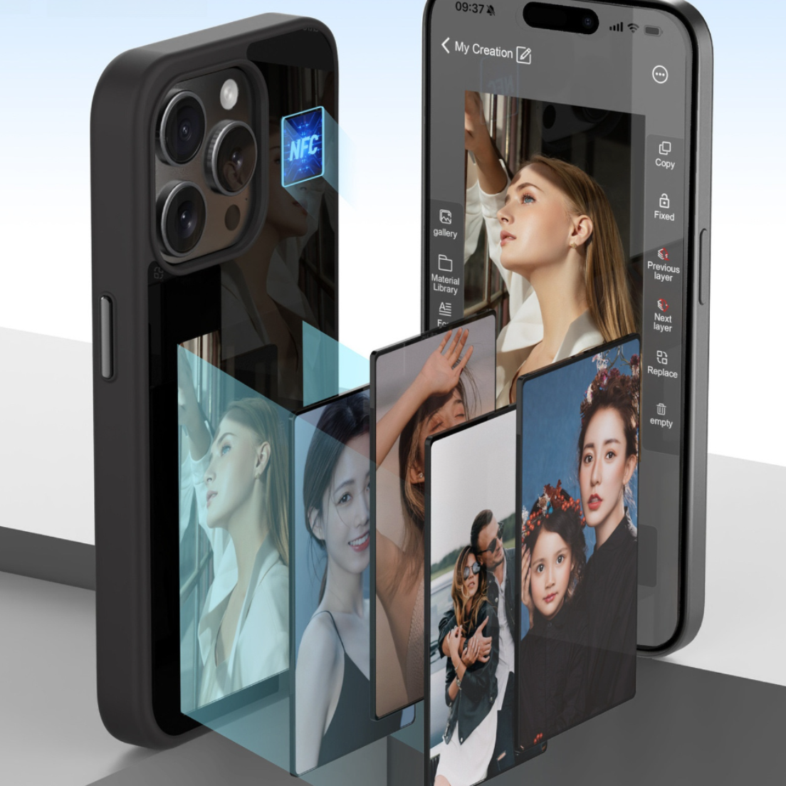 スマートフォンケース｜NFC対応・4色・DIY・電子インク・スマート・フォンケース・iPhone13〜16対応・投影機能付き|undefined