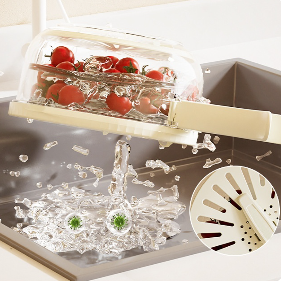 水切りバスケット｜新作・多機能・水切りボウル・冷蔵庫用・食品保存容器・折りたたみハンドル・手を濡らさず|undefined