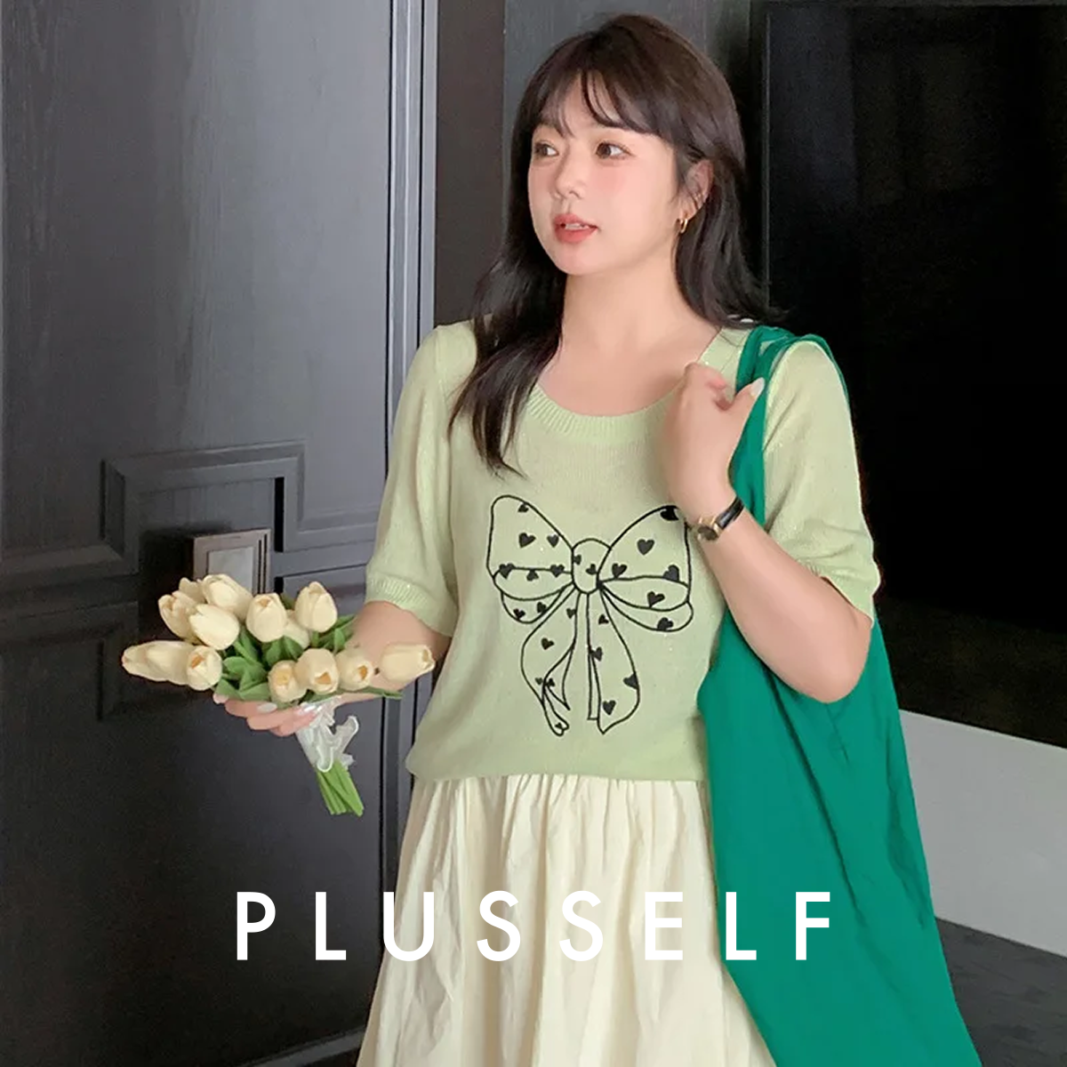 トップス｜大きいサイズ・・刺繍・リボン・薄手・夏・半袖Tシャツ・ゆったり・ぽっちゃりさん向き・可愛い・体型カバー|undefined