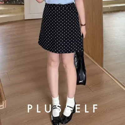 スカート｜大きいサイズ・水玉柄・ヒップ包みスカート・夏・Aラインスカート・着痩せ効果・おしゃれ