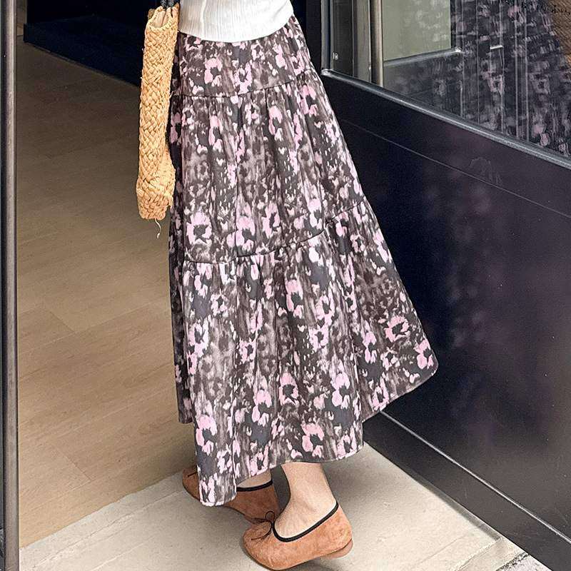 スカート｜大きいサイズ・レディース・フラワープリント・ミモレ丈スカート・プリーツスカート・体型カバー・着痩せ・ふんわり・夏|undefined