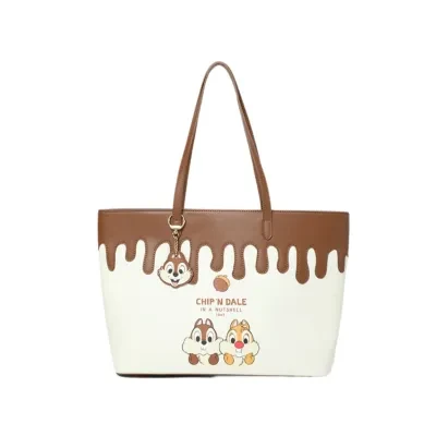 「MESUCA&Disney」トートバッグ｜チップとデール・ドリップパターン・エレガント・チャーム付き・ミディアムサイズ・デザイン性・高級・ディズニー正規品