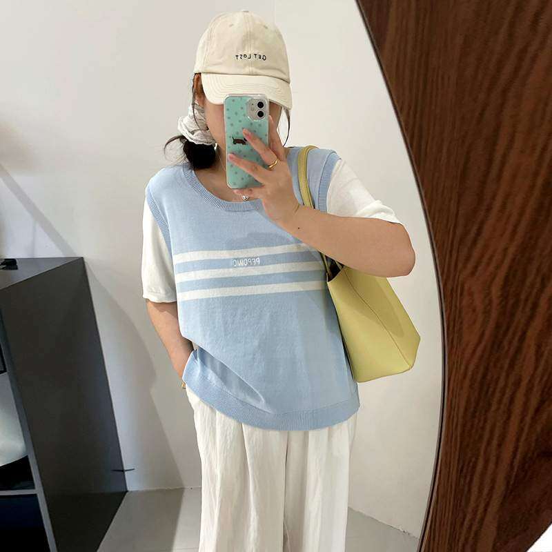 トップス｜大きいサイズ・レディース・丸首・ニット・2025夏・ゆったり・半袖Tシャツ・体型カバー・着痩せ|undefined