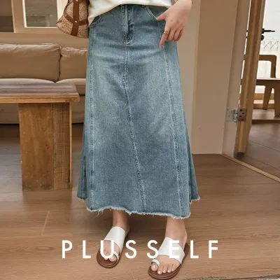 スカート｜大きいサイズ・レディース・ハイウエスト・体型カバー・マーメイドスカート・デニム・ゆったり・着痩せ
